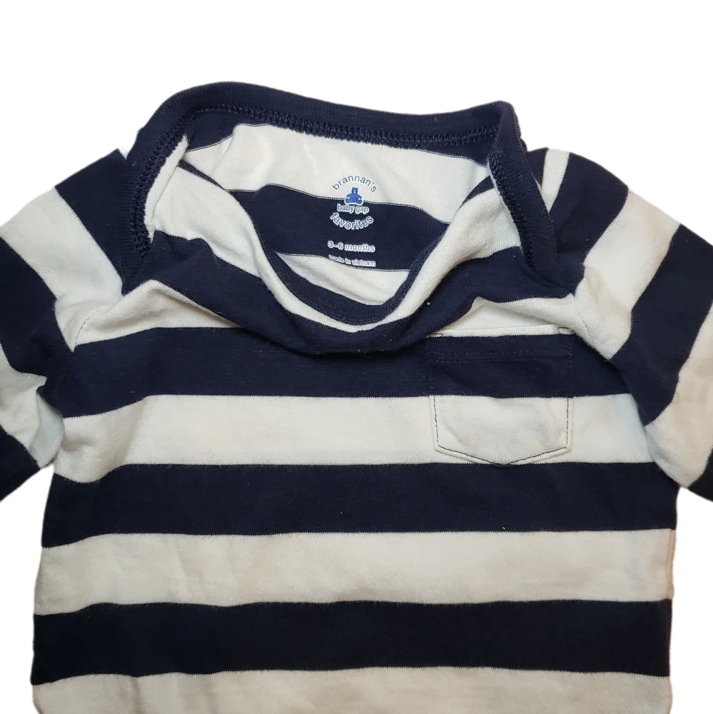 Baby Gap 3-6m Navy & White Striped Long Sleeve Bodysuit